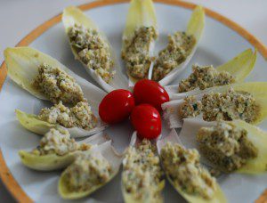 Artichoke and Walnut Stuffed Belgian Endive